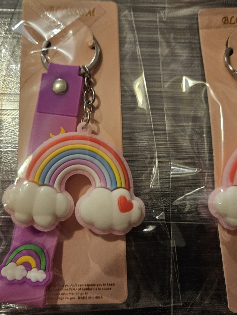 Rainbow Keychain Wrist Strap - Pink Choose 1